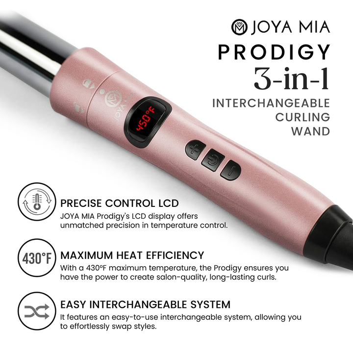 JOYA MIA shops 3-in-1 Interchangeable TITANIUM Barrel Curler Set in Black Diamond