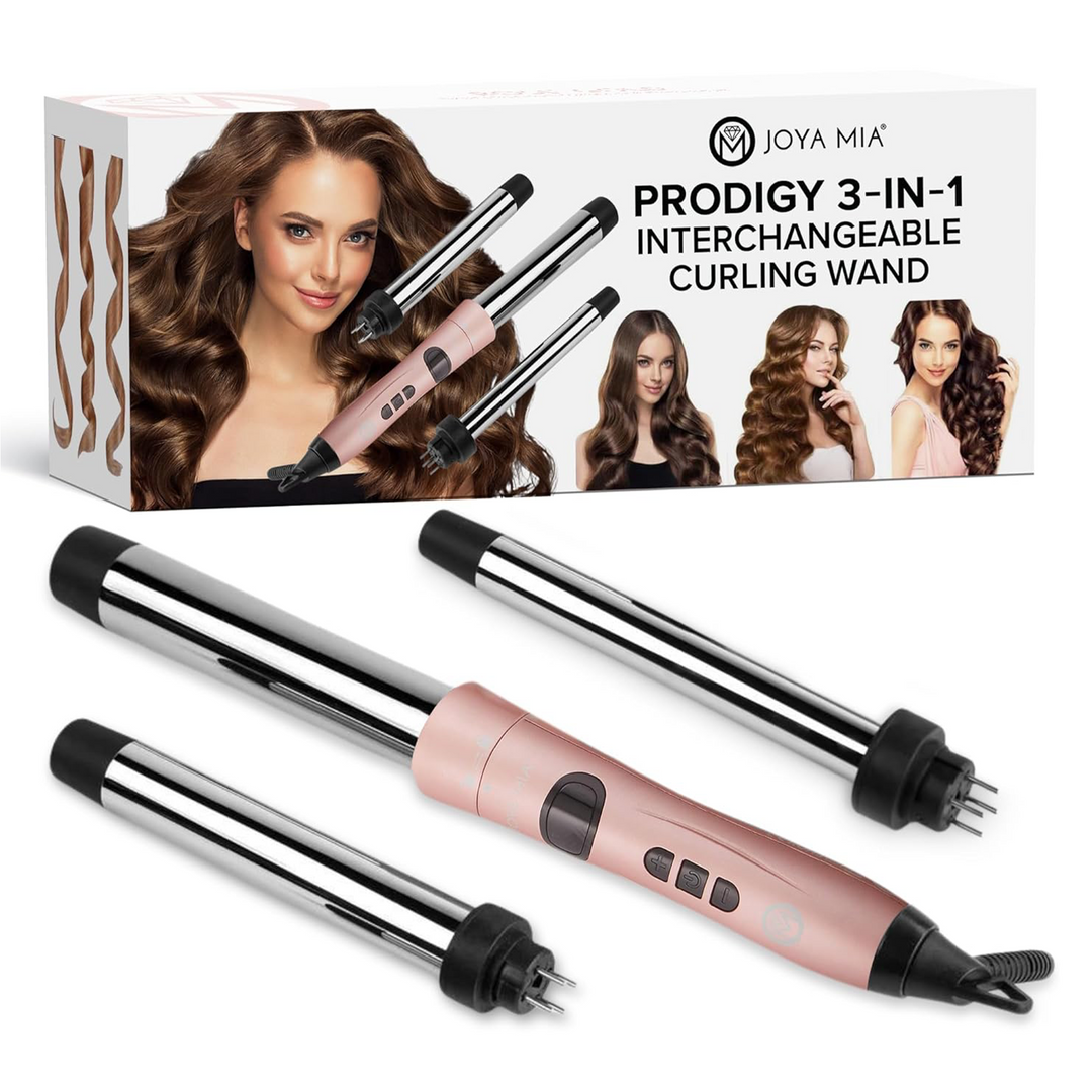 JOYA MIA 3-in-1 Interchangeable TITANIUM Barrel Curler Set in deals Black Diamond